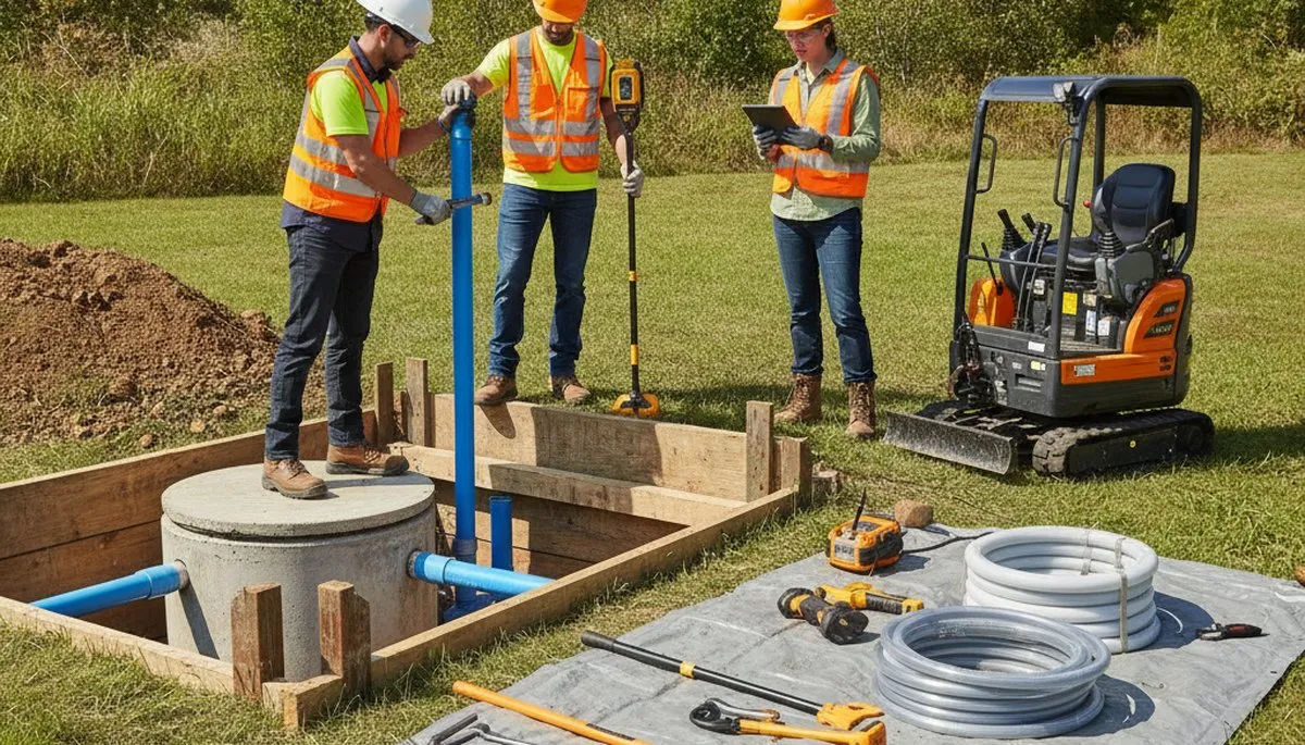 Raleigh, NC septic repair plumber inspecting residential system for home plumbing service